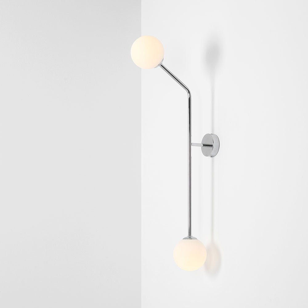 Aplica argintie din metal cu 2 becuri Pure Vertical Aldex