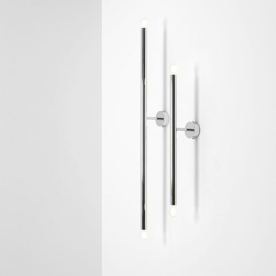 Aplica argintie din metal cu 2 becuri Tubo L Aldex