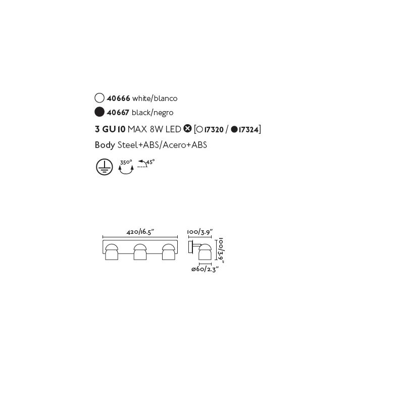 Aplica cu 3 spoturi directionabile design minimalist COCO alba