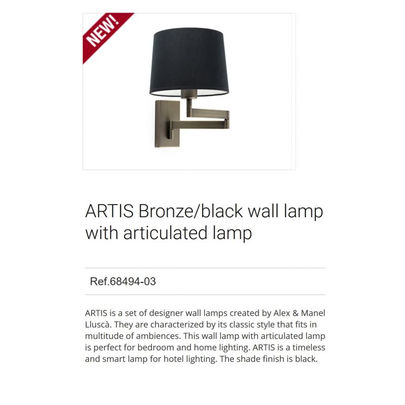 Aplica cu brat articulat design elegant ARTIS-2 bronz/negru