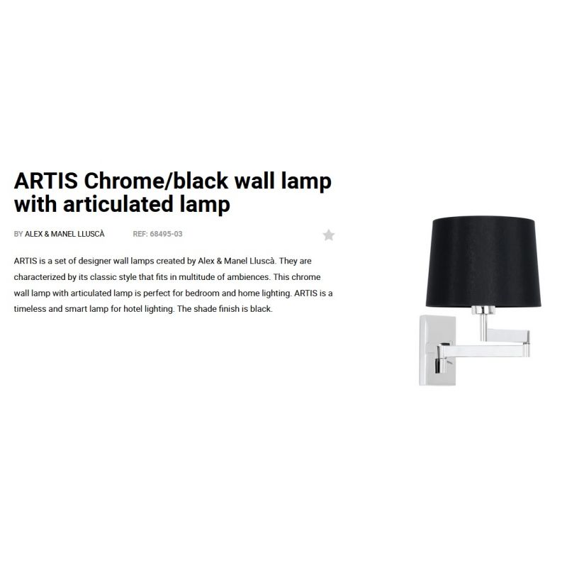 Aplica cu brat articulat design elegant ARTIS crom/negru