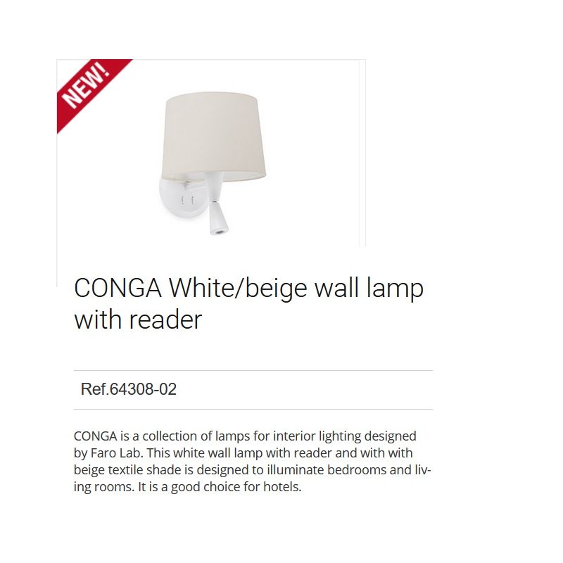 Aplica cu reader LED eleganta design modern CONGA alb/bej