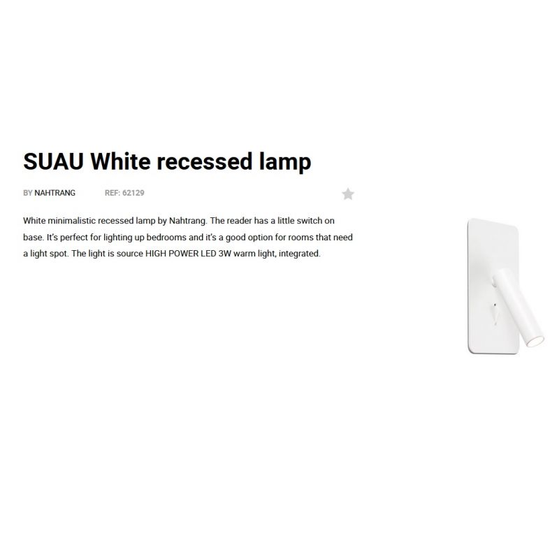 Aplica cu reader LED incastrabila stil minimalist SUAU alba