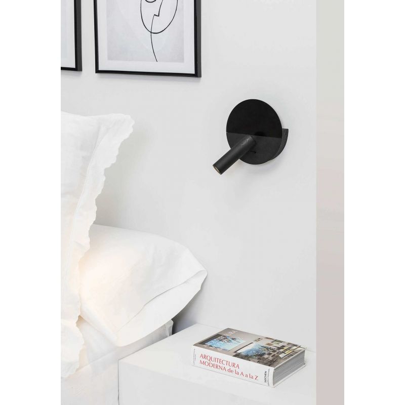 Aplica cu reader LED minimalista cu USB charger DUAS Black
