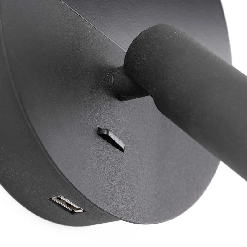 Aplica cu reader LED minimalista cu USB charger DUAS Black