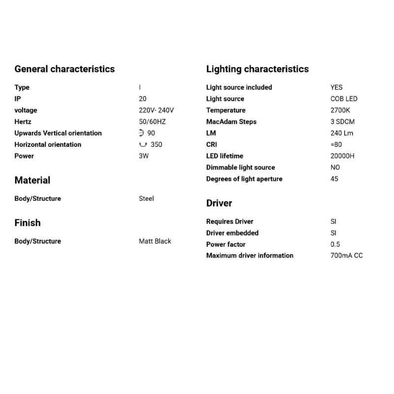 Aplica cu reader LED minimalista cu USB charger DUAS Black