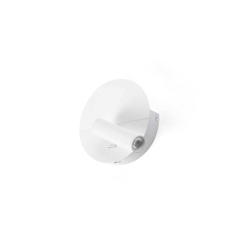 Aplica cu reader LED minimalista cu USB charger DUAS White
