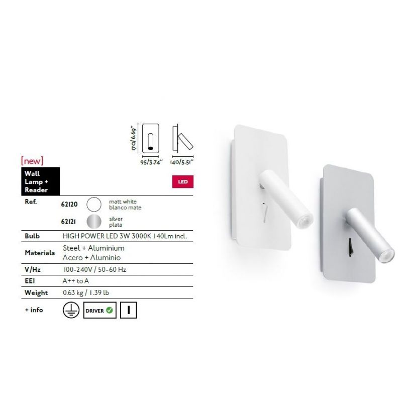 Aplica cu reader LED minimalista SUAU gri