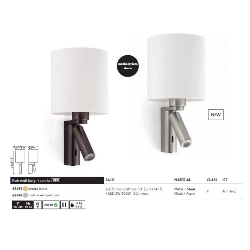 Aplica cu reader LED ROB nickel