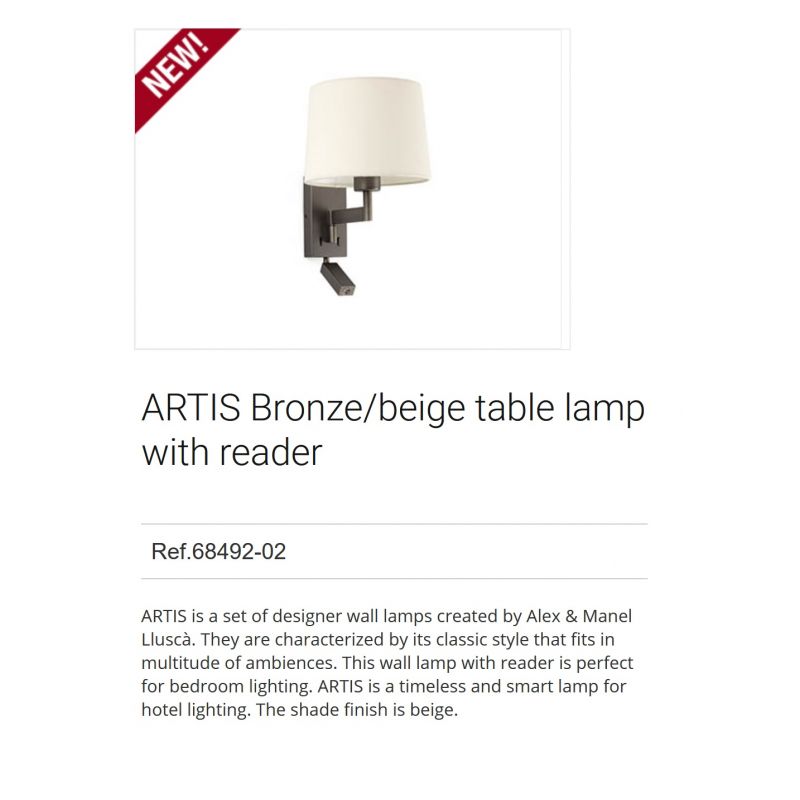 Aplica cu reader LED stil clasic design elegant ARTIS bronz/bej