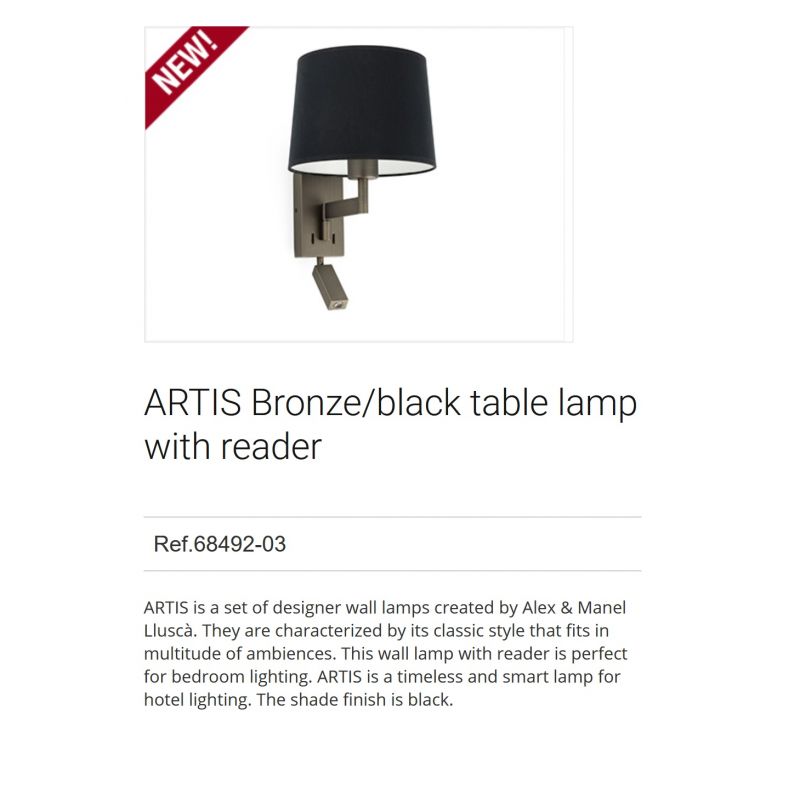 Aplica cu reader LED stil clasic design elegant ARTIS bronz/negru