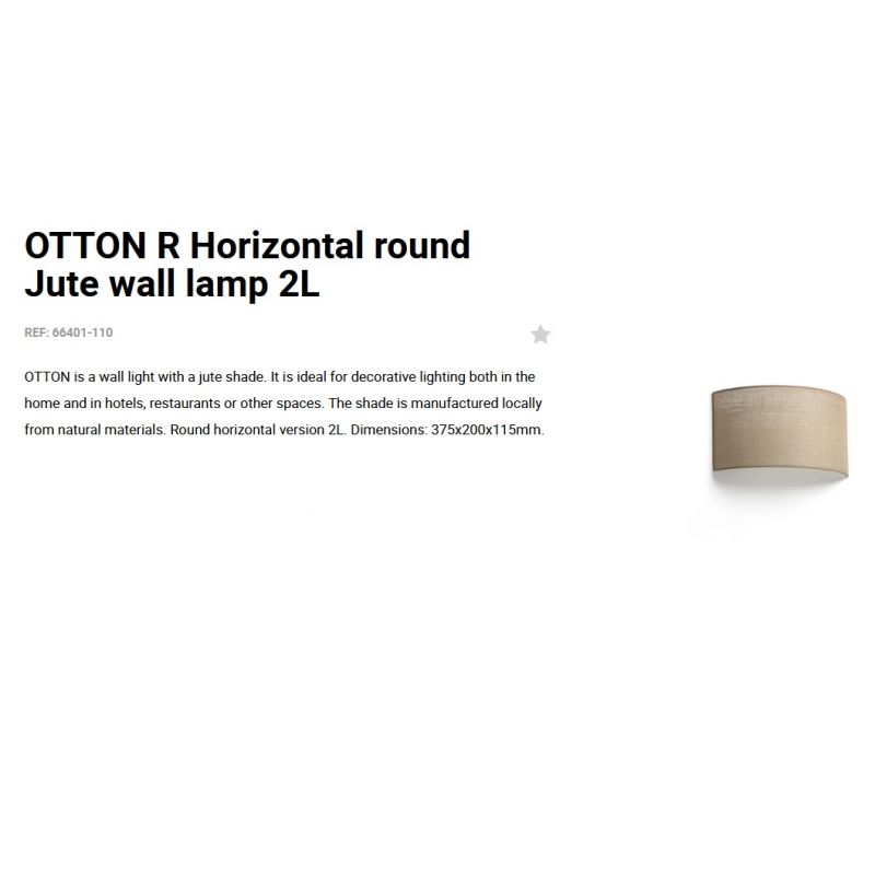 Aplica de perete ambientala design natural OTTON R Horizontal coton 2L