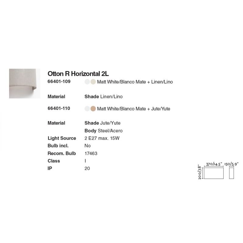 Aplica de perete ambientala design natural OTTON R Horizontal in 2L