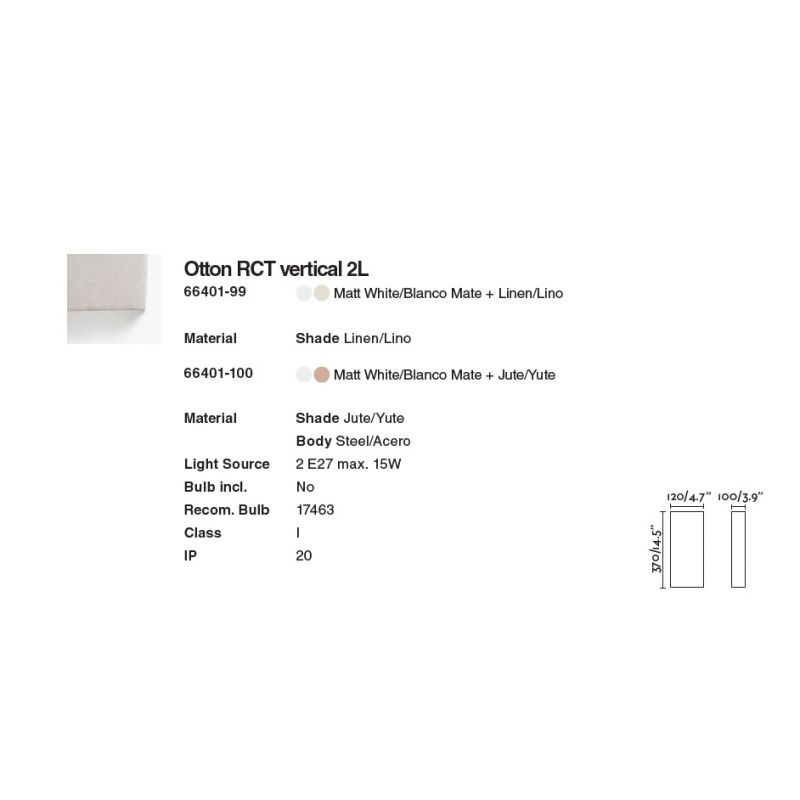 Aplica de perete ambientala design natural OTTON RCT 2L iuta