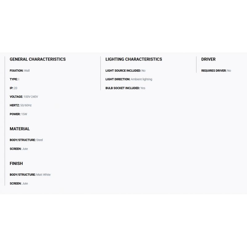 Aplica de perete ambientala design natural OTTON RCT iuta 2L