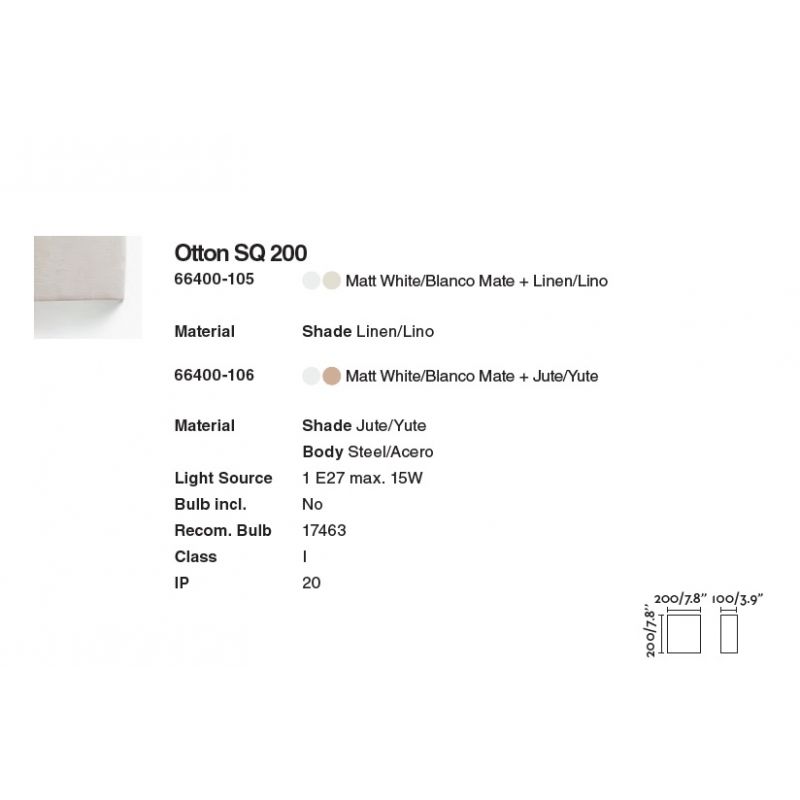 Aplica de perete ambientala design natural OTTON SQ 200 iuta