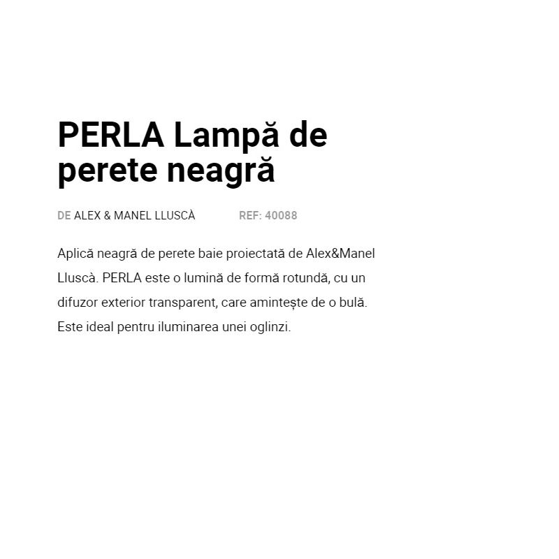 Aplica de perete baie cu protectie IP44 PERLA black