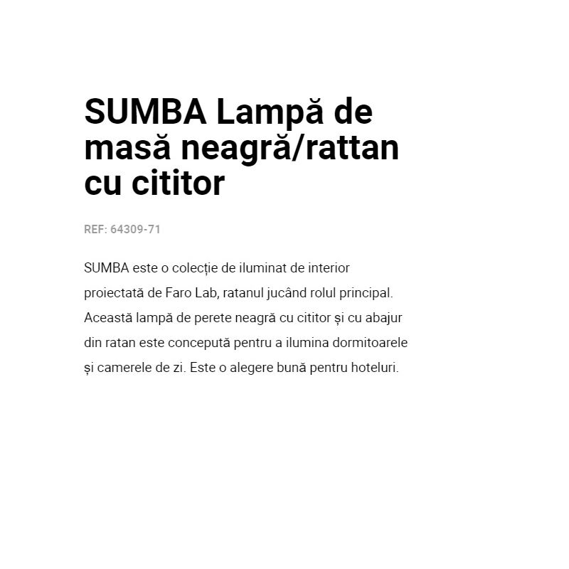 Aplica de perete cu reader design natural din ratan SUMBA
