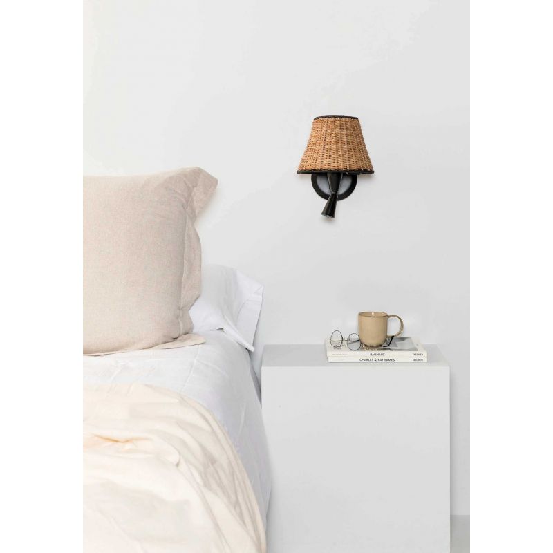 Aplica de perete cu reader design natural din ratan SUMBA