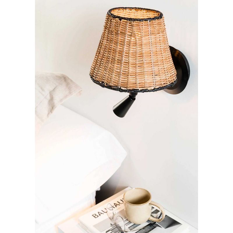 Aplica de perete cu reader design natural din ratan SUMBA