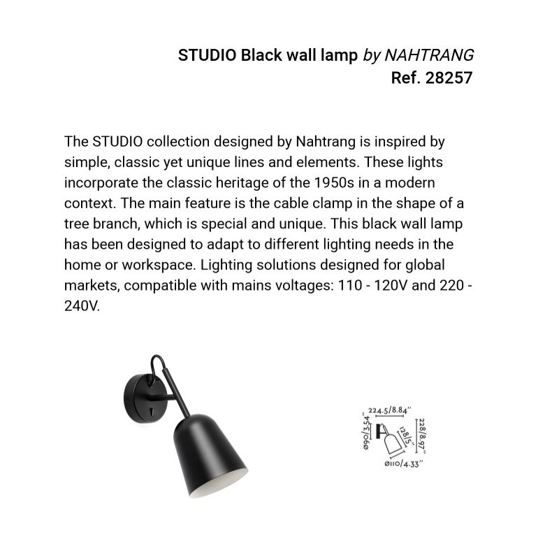 Aplica de perete design modern Studio negru