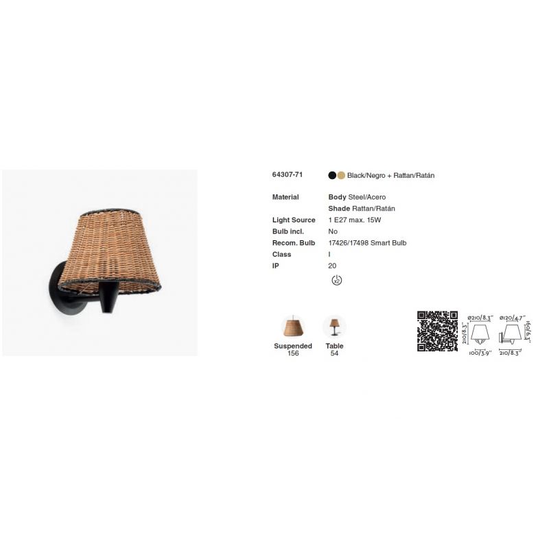 Aplica de perete design natural din ratan SUMBA