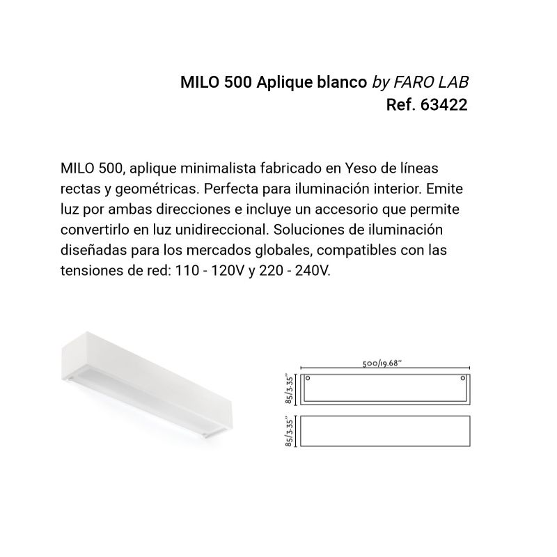 Aplica de perete din ghips MILO 500 White
