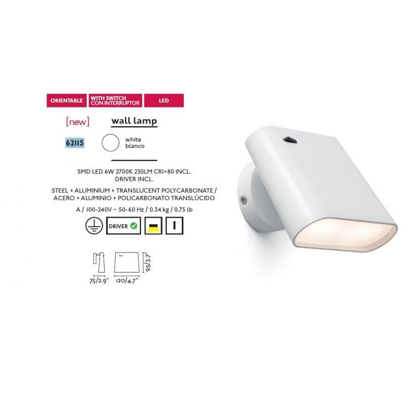 Aplica de perete directionabila alba, AUREA LED