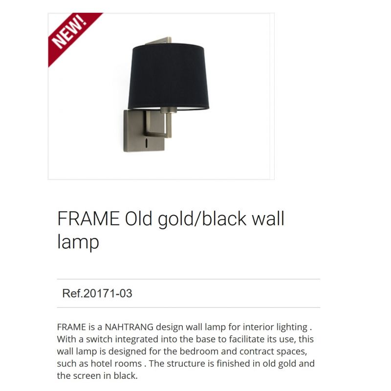 Aplica de perete eleganta design clasic FRAME auriu/negru