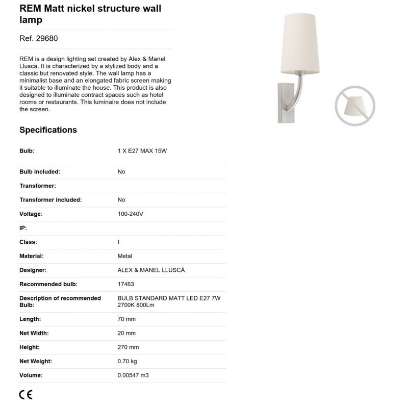 Aplica de perete eleganta design clasic REM nickel/negru