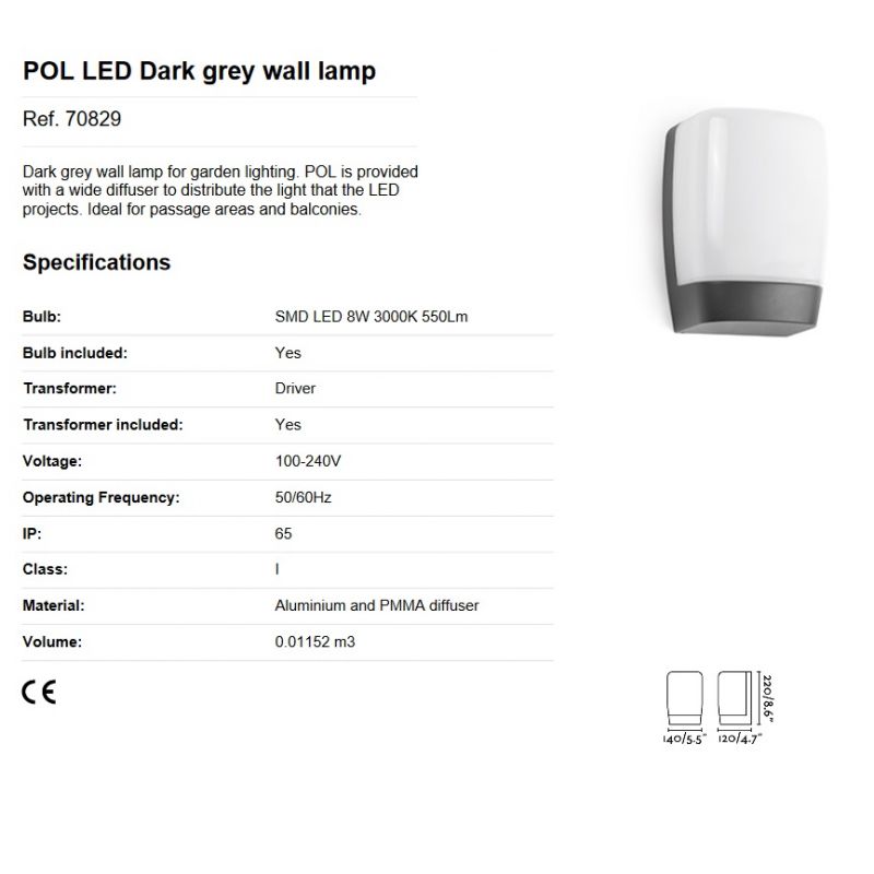Aplica de perete LED exterior IP54 stil modern POL