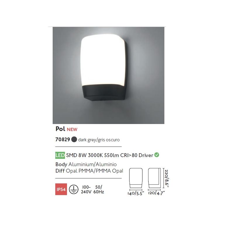 Aplica de perete LED exterior IP54 stil modern POL