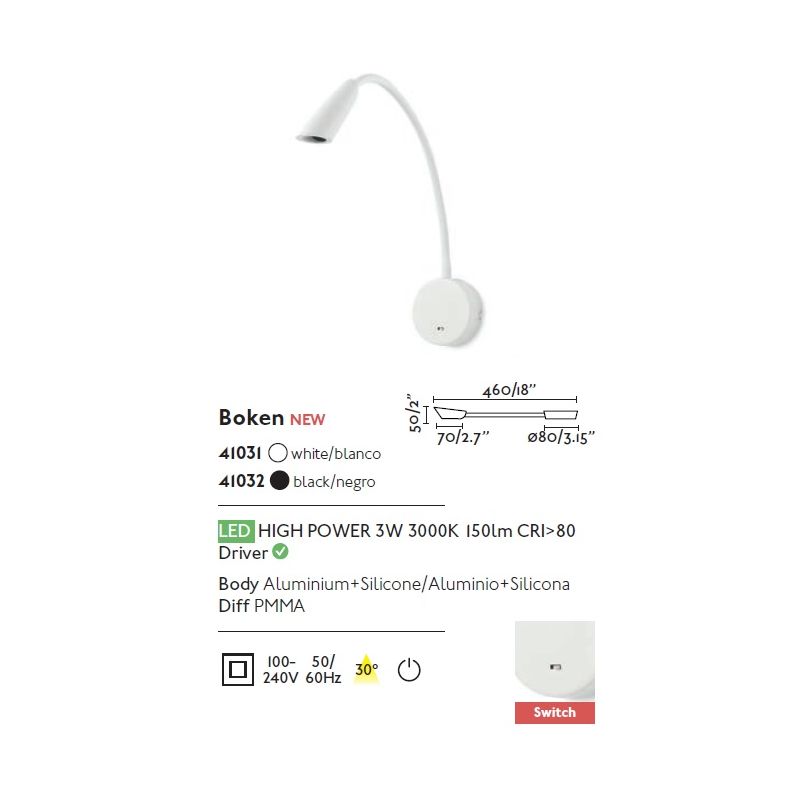 Aplica de perete LED stil modern BOKEN alba
