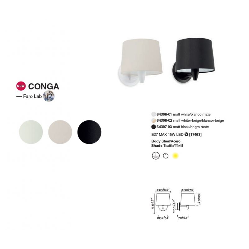 Aplica de perete moderna design elegant CONGA alb/bej