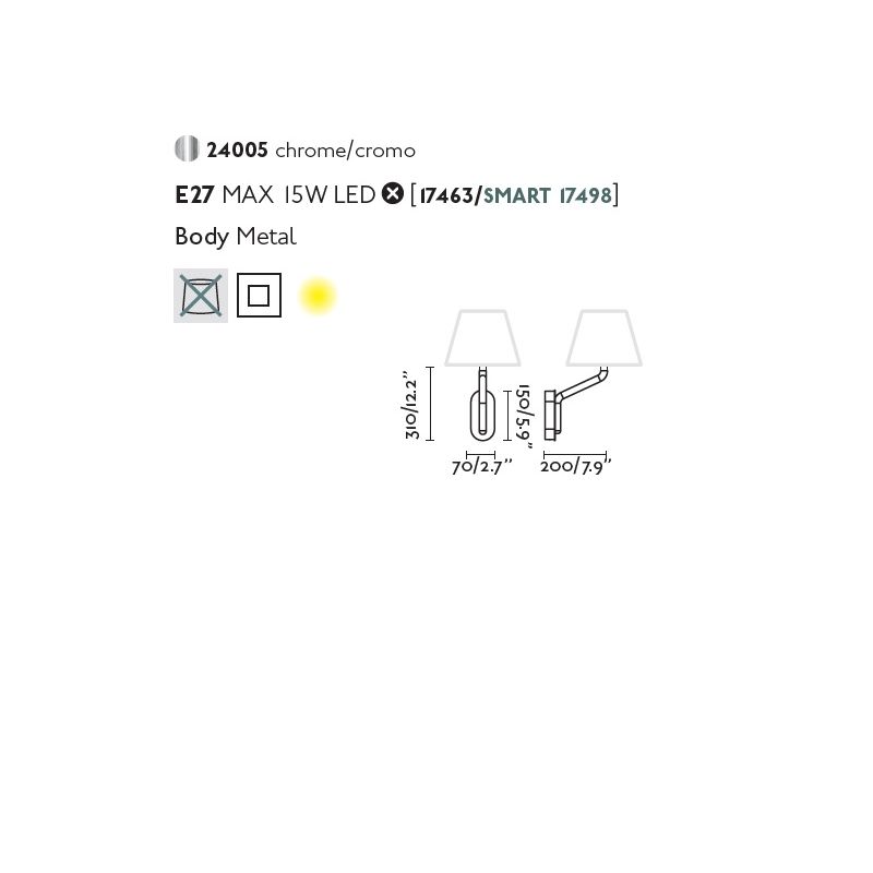 Aplica de perete moderna design elegant ETERNA crom/alb