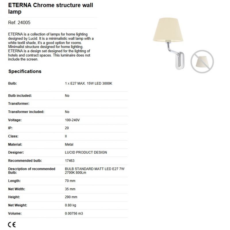 Aplica de perete moderna design elegant ETERNA crom/alb