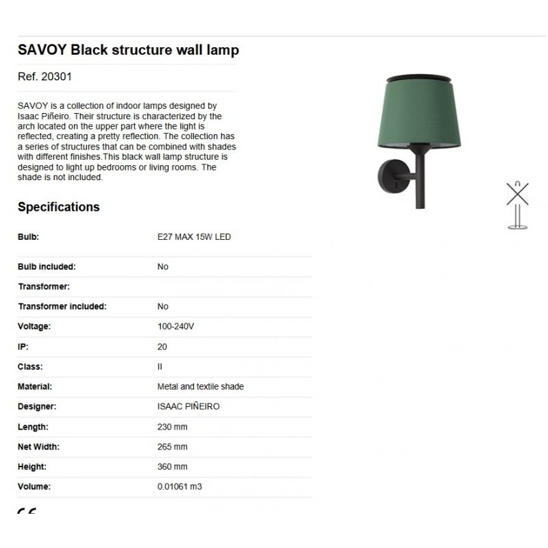 Aplica de perete moderna design elegant SAVOY negru/negru