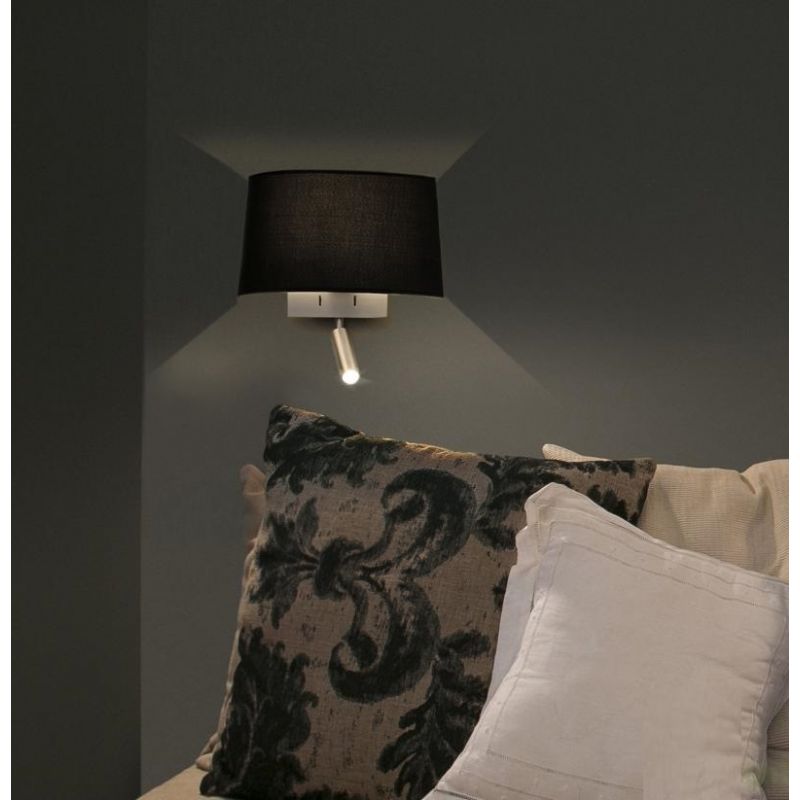 Aplica de perete moderna neagra cu reader LED, VOLTA