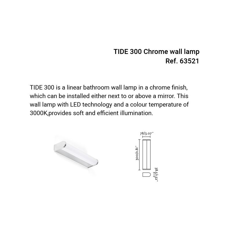Aplica de perete / oglinda baie IP44 TIDE 300, chrome