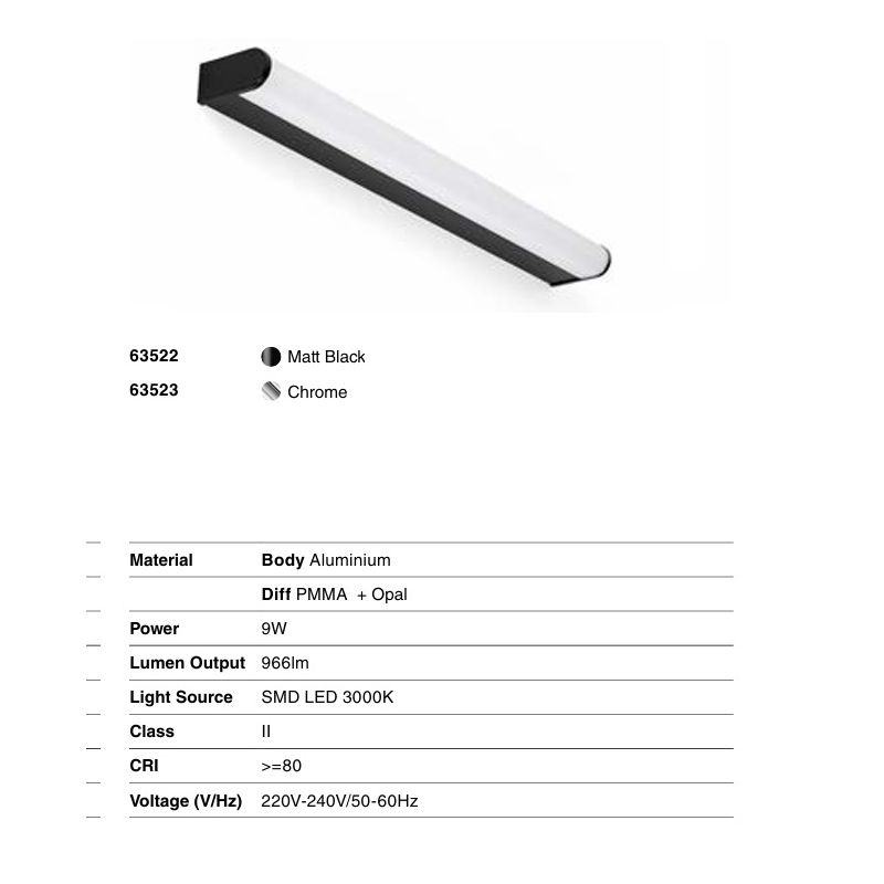 Aplica de perete / oglinda baie IP44 TIDE 600, negru