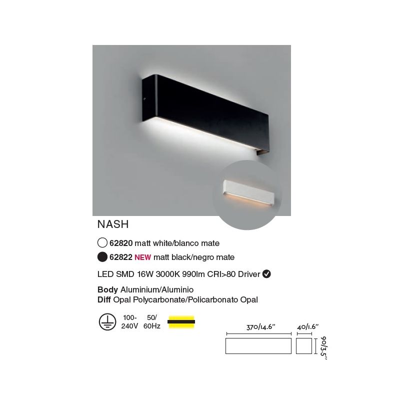 Aplica LED ambientala NASH 16W neagra