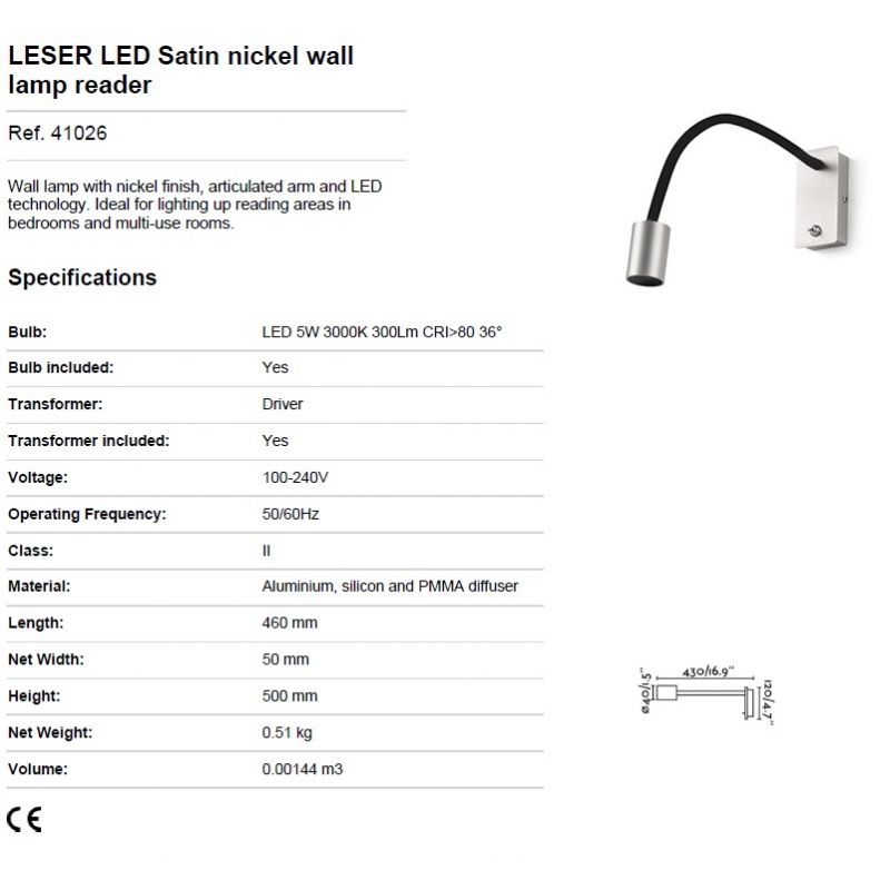 Aplica LED cu reader design modern minimalist LESER