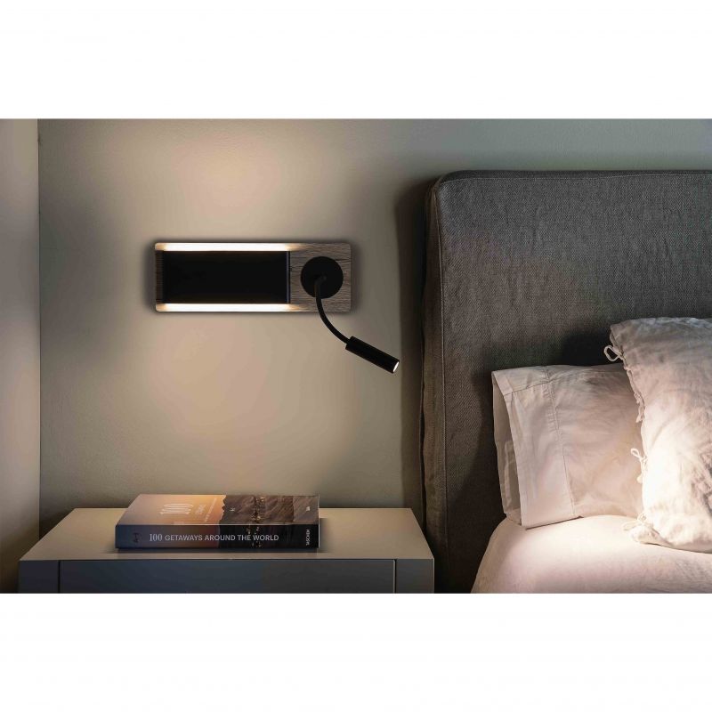 Aplica LED cu reader LED design nordic MOOD lemn/negru