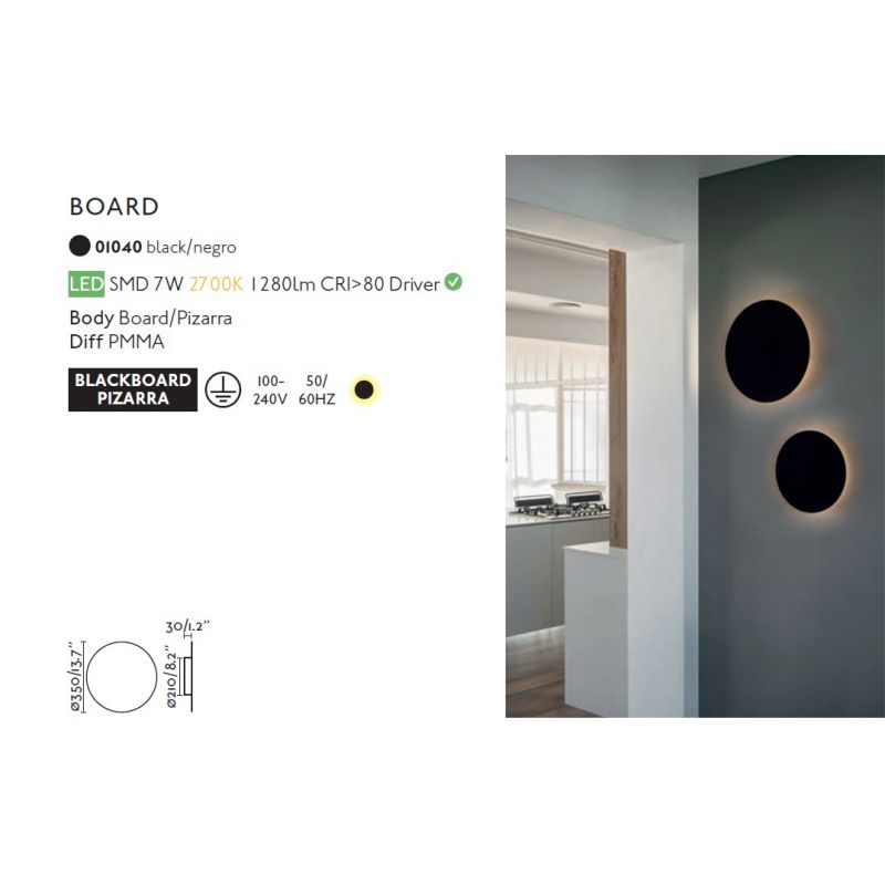 Aplica LED decorativa cu lumina ambientala design modern Ø35cm BOARD