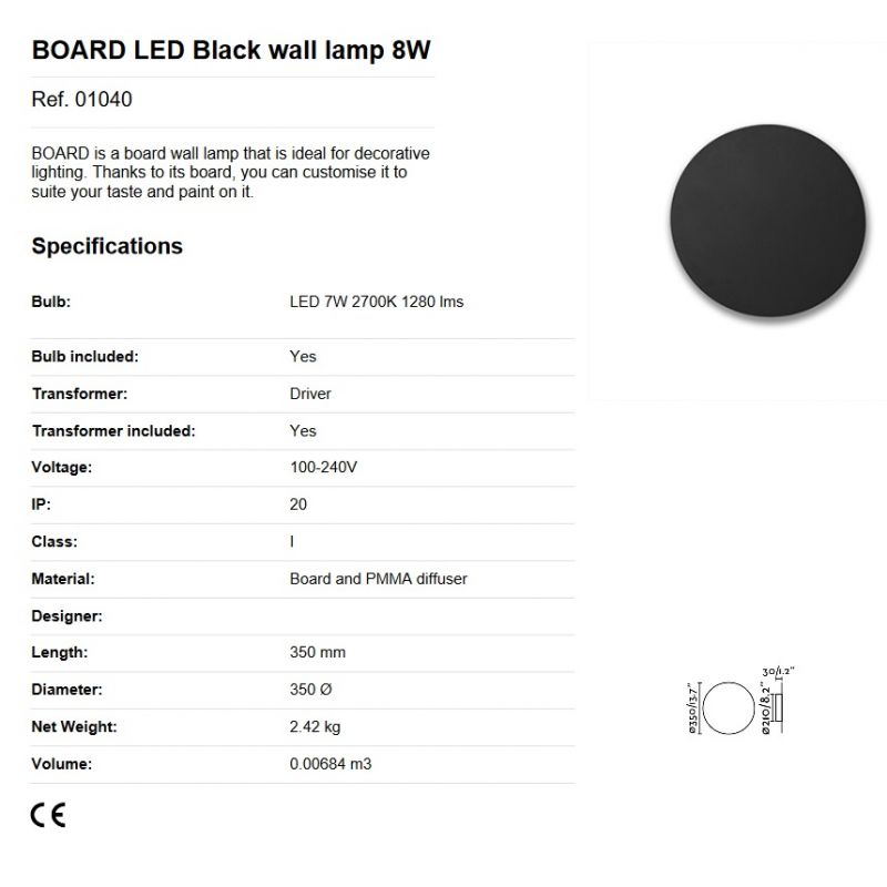 Aplica LED decorativa cu lumina ambientala design modern Ø35cm BOARD