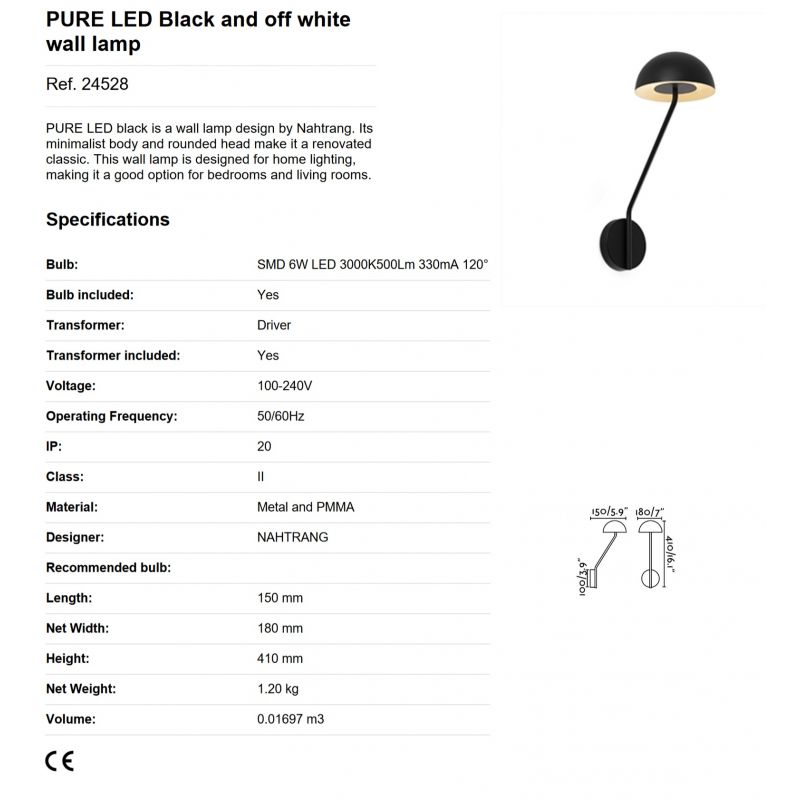 Aplica LED design minimalist PURE neagra