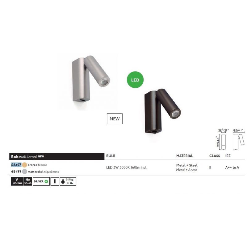 Aplica LED design modern minimalist ROB bronz