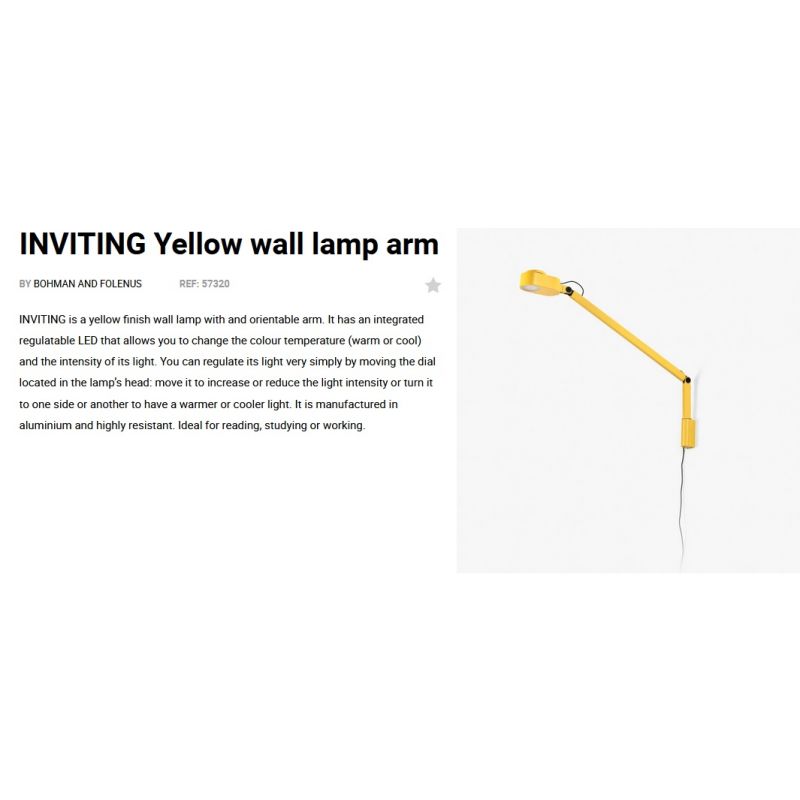 Aplica LED dimabila / Lampa de perete design ultra-modern INVITING galbena