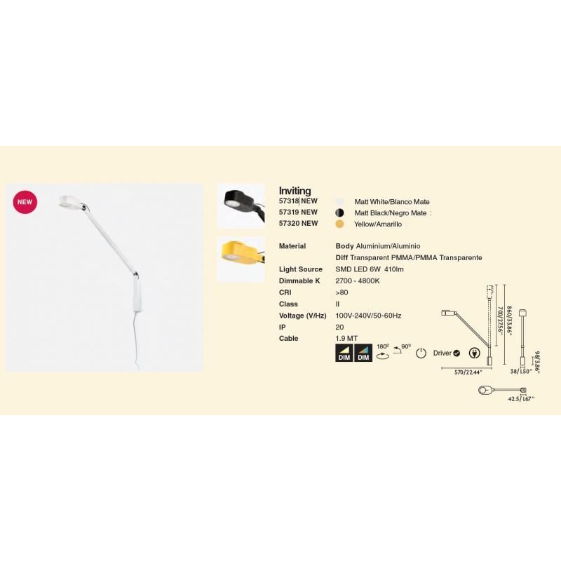 Aplica LED dimabila / Lampa de perete design ultra-modern INVITING neagra