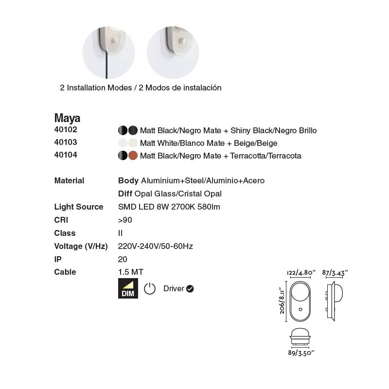 Aplica LED dimabila stil modern minimalist MAYA